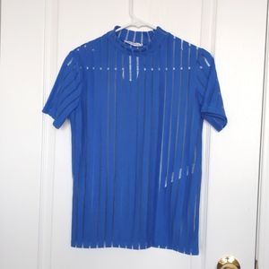 NWT Zara Blue Semi-Sheer Top